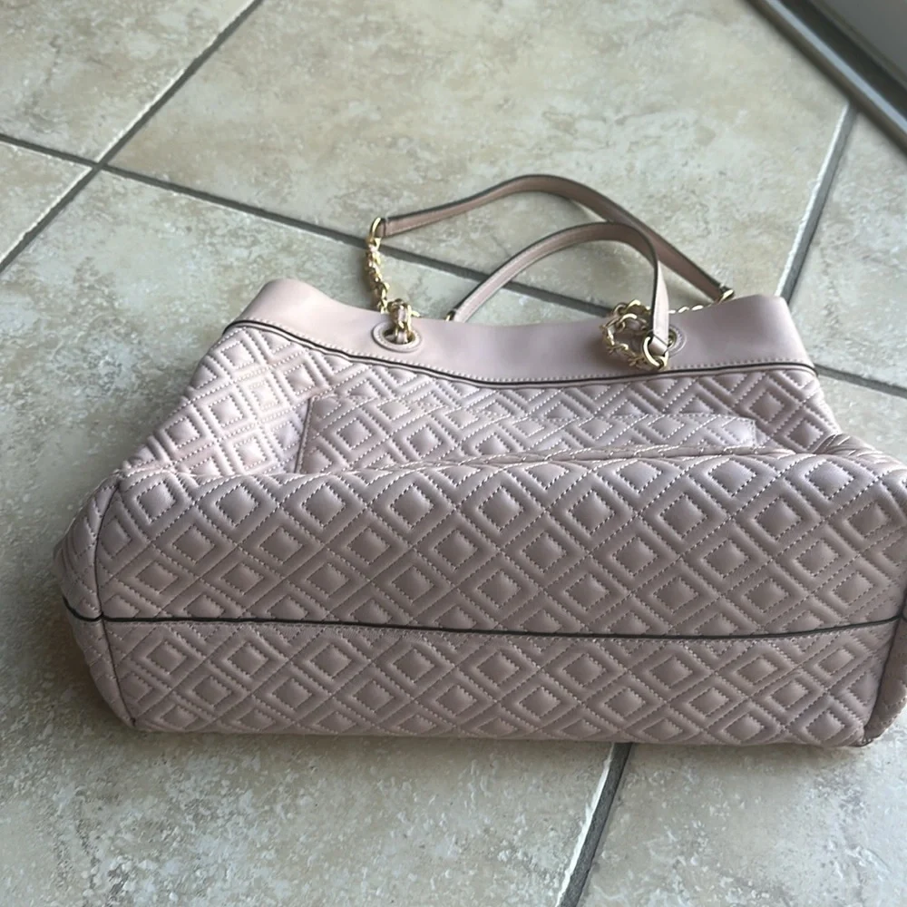 Tory Burch Fleming Pink Quilted Leather Tote